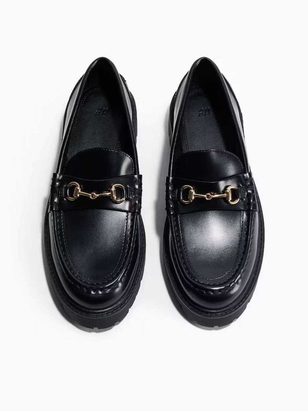 H&M black chunky loafer with gold detail
